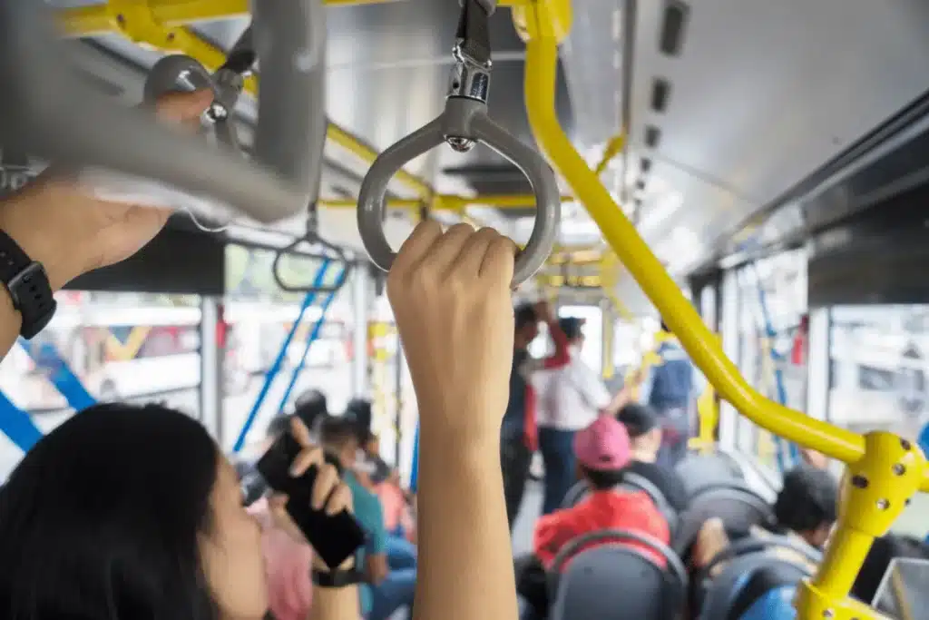people in a Public transportation
