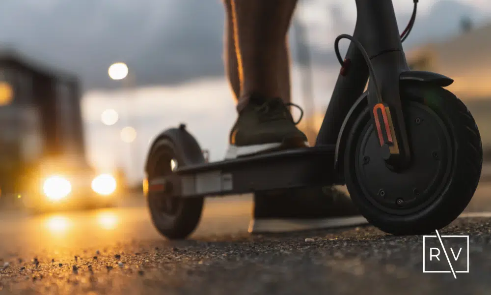 a scooter on a city street
