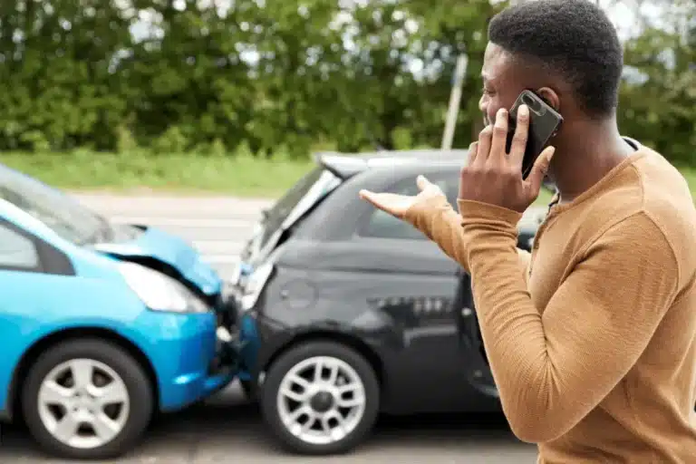 Man makes a call after an accident
