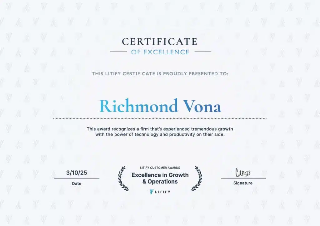 Richmond Vona Litify award
