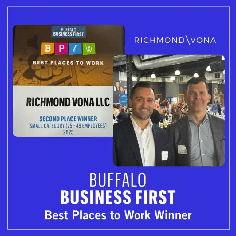 Richmond Vona named a 2025 Best Places to Work second-place winner by Buffalo Business First in the small business category.