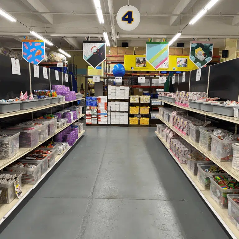 Supplies arranged during a community outreach effort