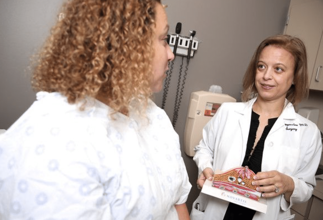 Dr. Helen Cappuccino with patient