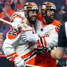 Josh Byrne and Dhane Smith of the Buffalo Bandits