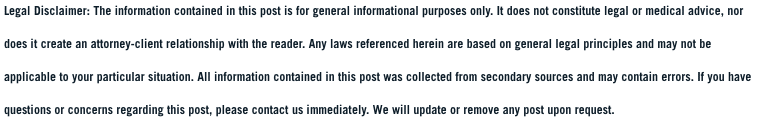 Legal Disclaimer accident blogs