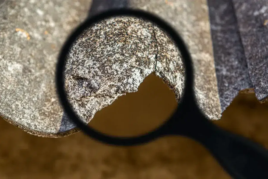 Magnified view of asbestos